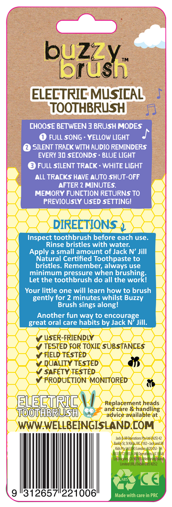 Kids Electric Musical Toothbrush Buzzy Brush (3+ yrs) - Pikabo Baby