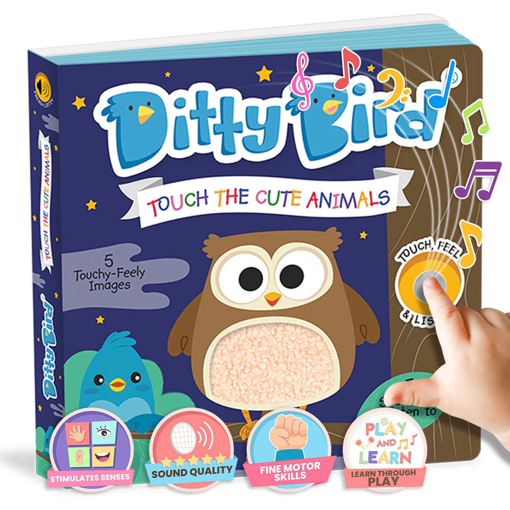 Ditty Bird First Sensory Book Montessori Method Cute Animals - Pikabo Baby