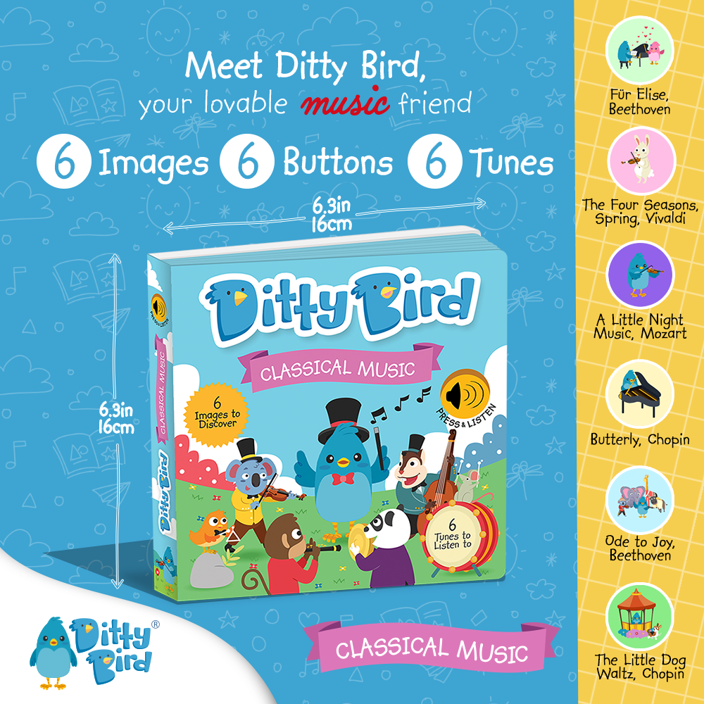 Ditty Bird Baby Sound Book: Classical Music Mozart-Beethoven - Pikabo Baby