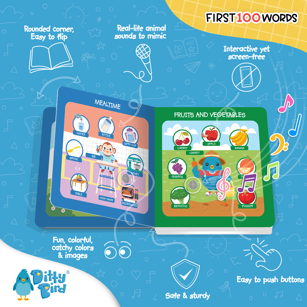 First 100 Words | Ditty Bird Baby book-Award Family Choice - Pikabo Baby