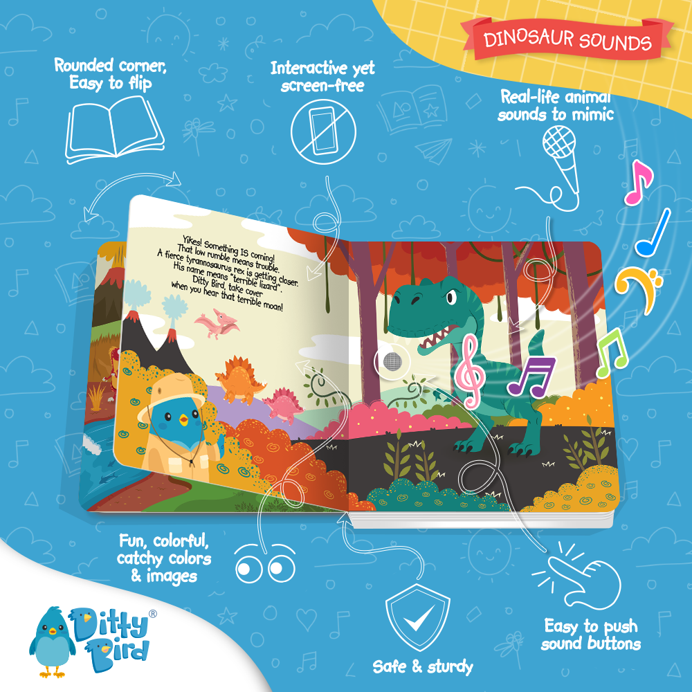 Ditty Bird Baby Sound Book Dino Lovers: Dinosaur Sounds - Pikabo Baby