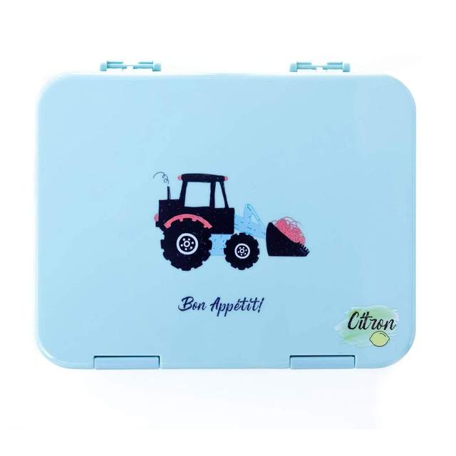 Citron Lunch box Bento Style - 4 compartments with Accessories - Tractor - Pikabo Baby