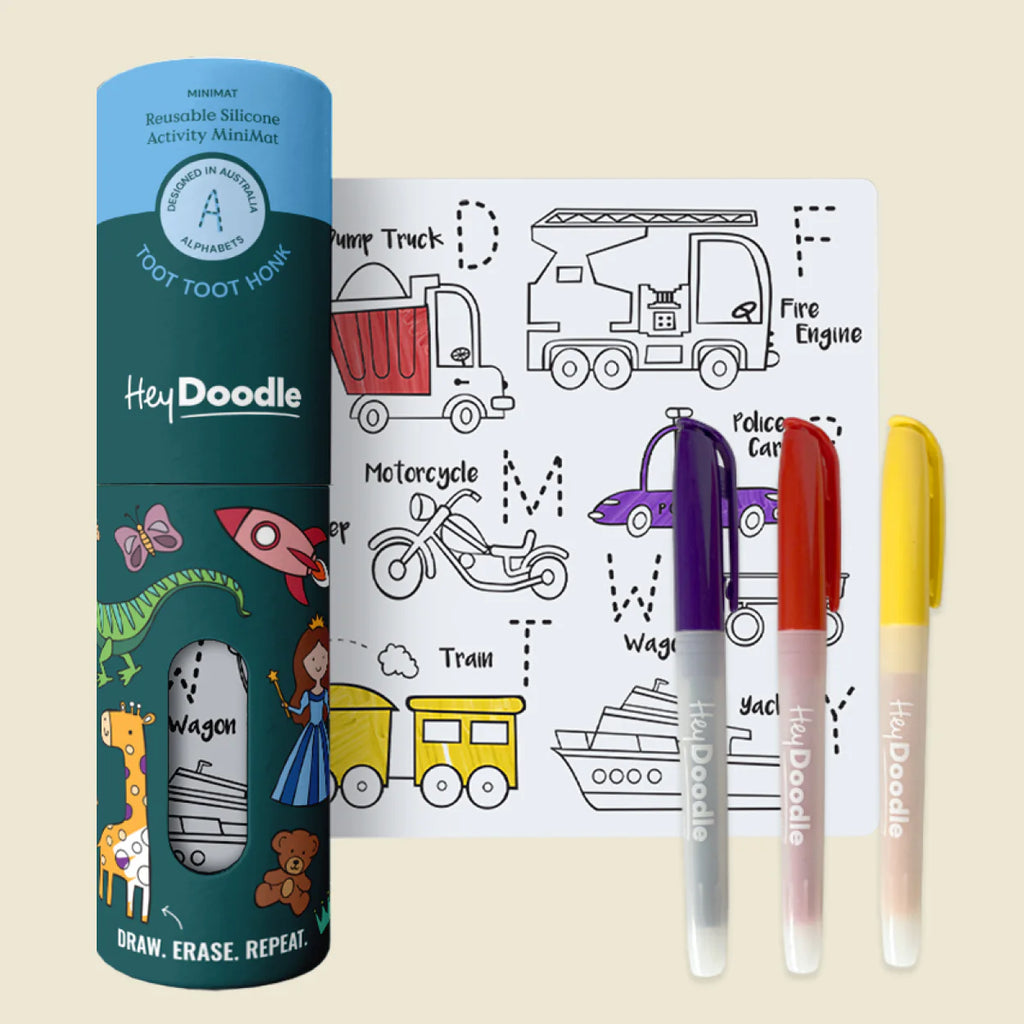 Toot Toot Honk Mini Colouring & Doodle Mat - Pikabo Baby