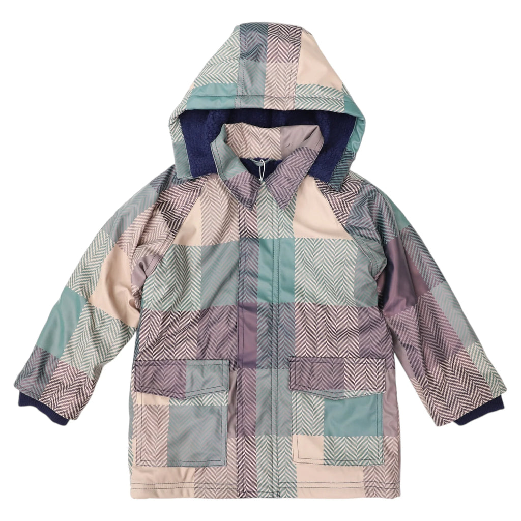 KORANGO Sherpa Lined Check Raincoat Green - Pikabo Baby