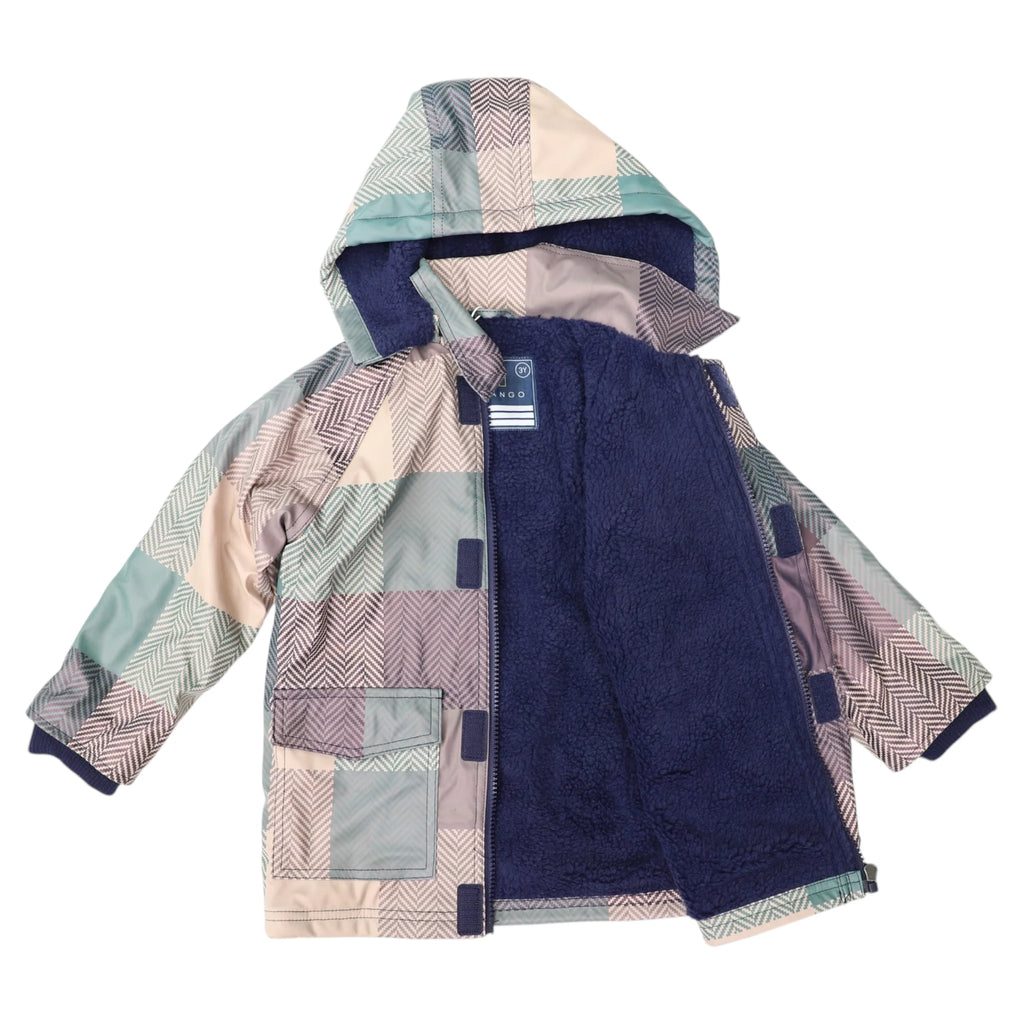 KORANGO Sherpa Lined Check Raincoat Green - Pikabo Baby