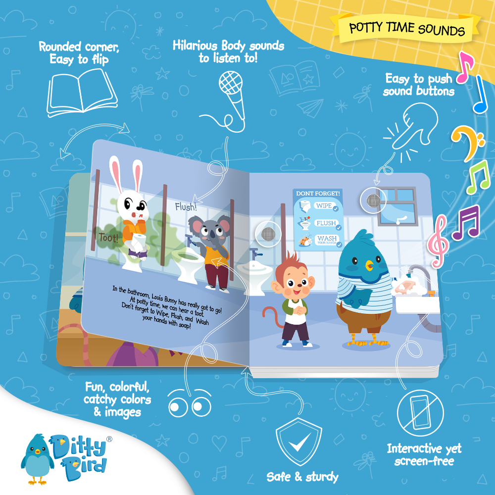 NEW | Potty Time Sounds | Ditty Bird Baby Sound Book - Pikabo Baby