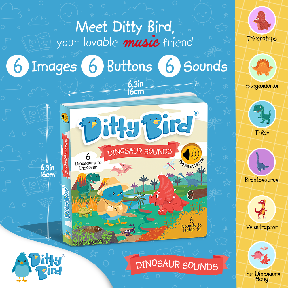 Ditty Bird Baby Sound Book Dino Lovers: Dinosaur Sounds - Pikabo Baby