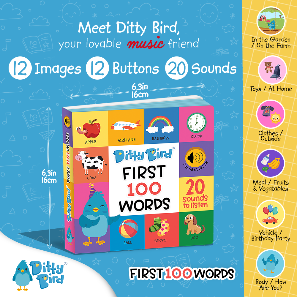 First 100 Words | Ditty Bird Baby book-Award Family Choice - Pikabo Baby