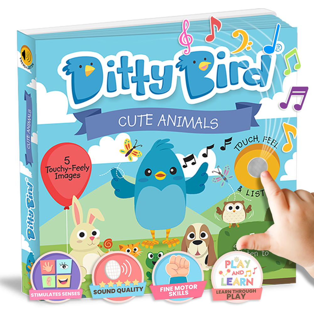 Ditty Bird First Sensory Book Montessori Method Cute Animals - Pikabo Baby